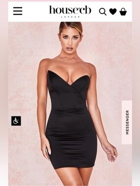 House of CB Black Strapless satin Chou Chou mini dress